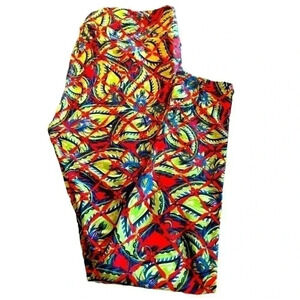 Lularoe Tall & Curvy paisley leggings.‎ Blue, red, lime green. NWOT